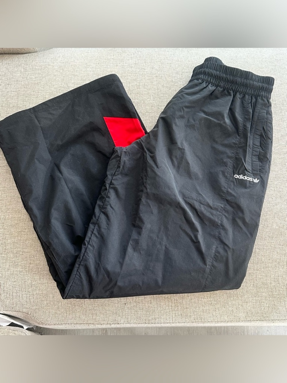 adidas Black Track Pants with Red Accent Panel
